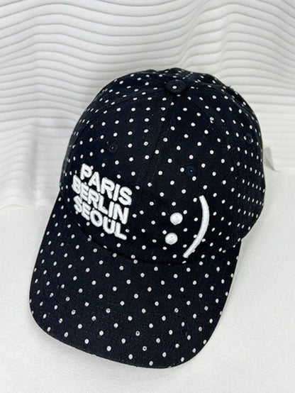 Retro Polka Dot Embroidered Letter Baseball Cap
