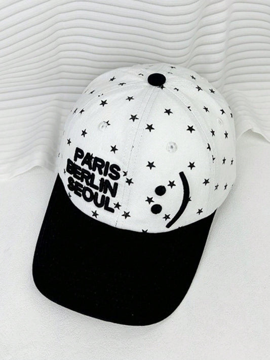 Retro Polka Dot Embroidered Letter Baseball Cap