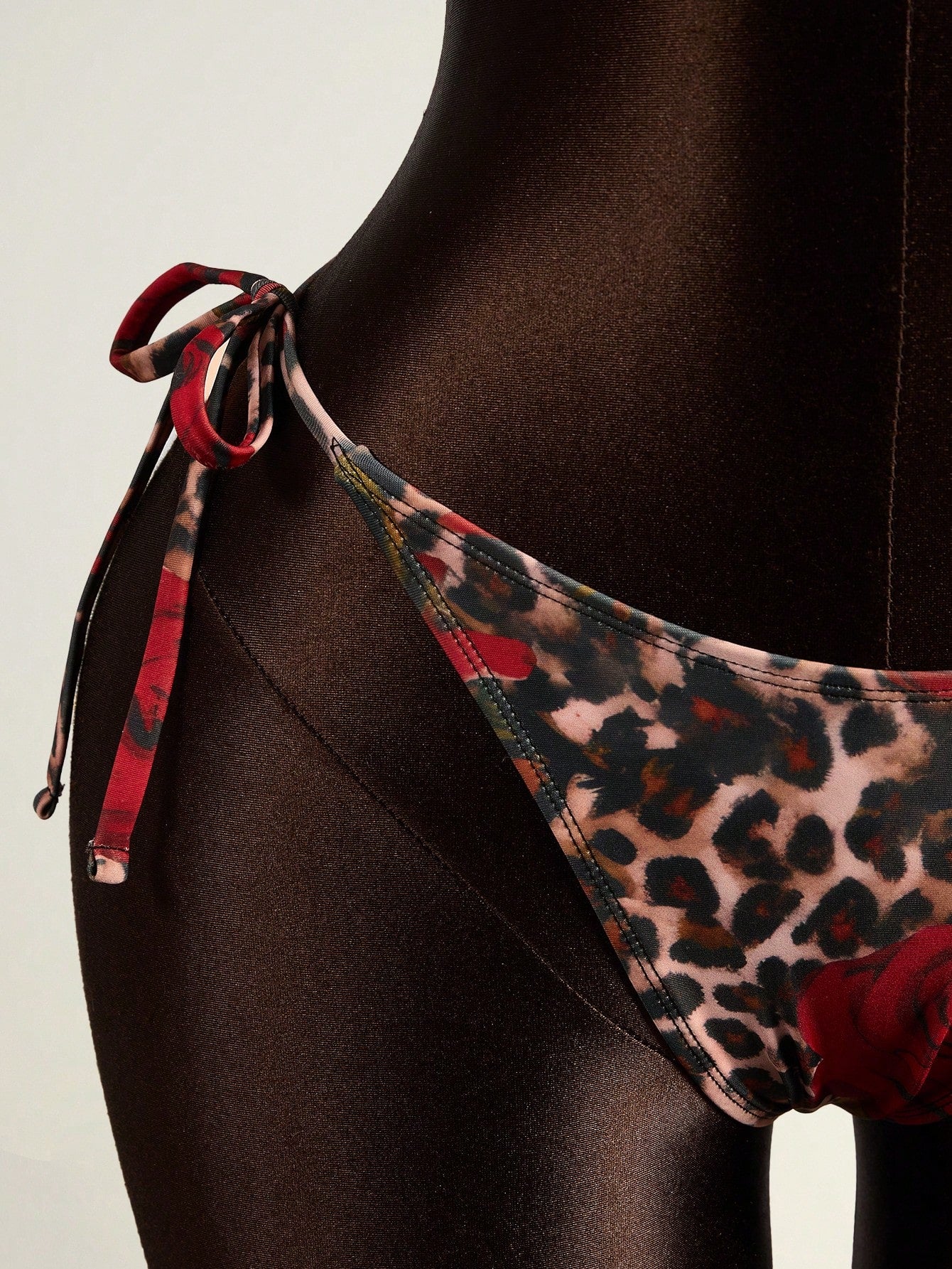 Leopard & Rose Floral Tie-Side Triangle Bikini Set