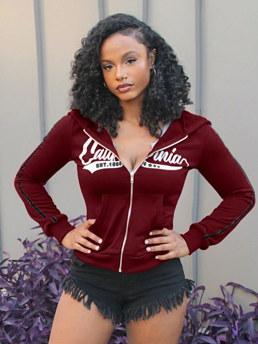 Vintage American Fitted Zip-Up Hooded Jacket