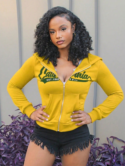 Vintage American Fitted Zip-Up Hooded Jacket