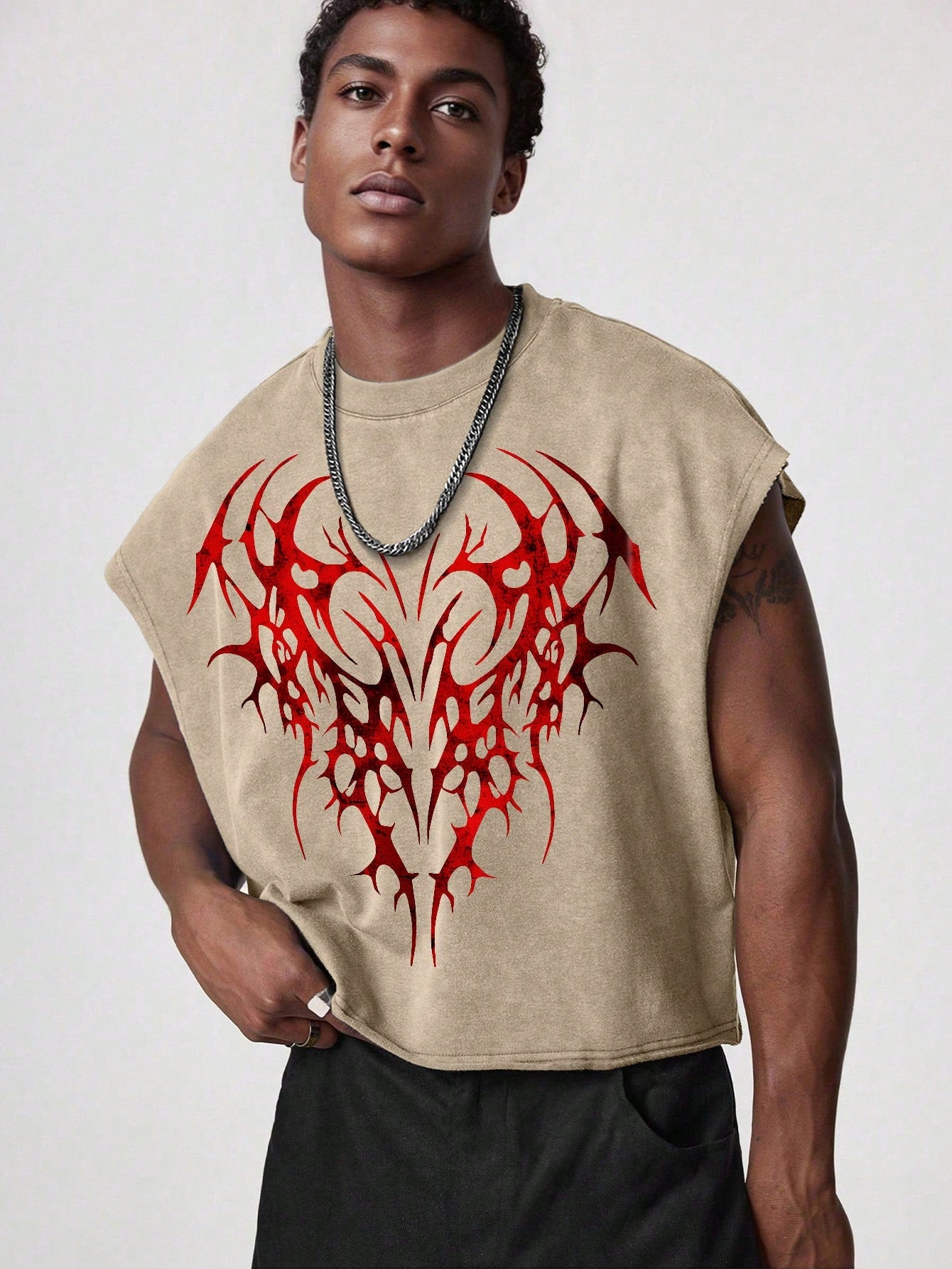 Men's Snowflake Print Loose Tank Top