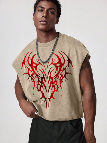 Men's Snowflake Print Loose Tank Top