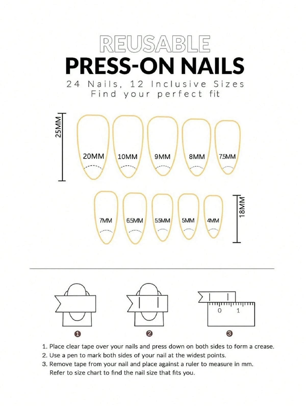 24pcs 3D Gel Flower Almond White French Press-On Nails