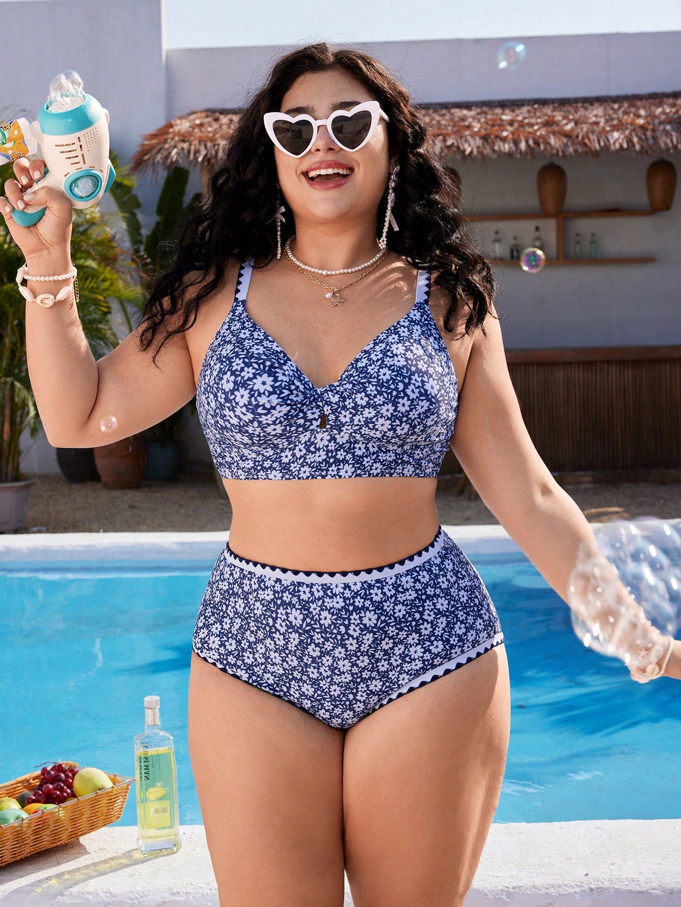 Retro Floral Plus Size Slimming Swimwear Set