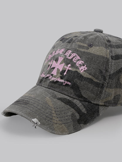 Retro Camo Cross Embroidery Unisex Baseball Cap