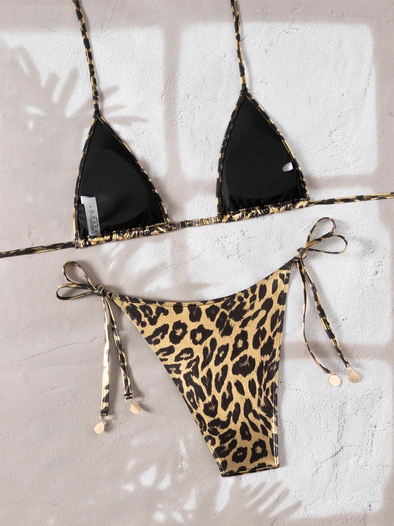 Gold Foil Leopard Tie-Front Bikini 2-Piece Set