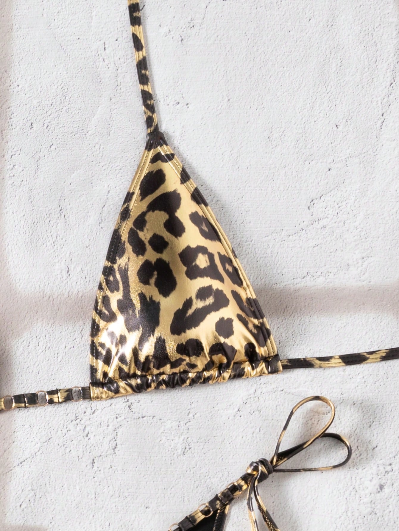 Gold Foil Leopard Tie-Front Bikini 2-Piece Set