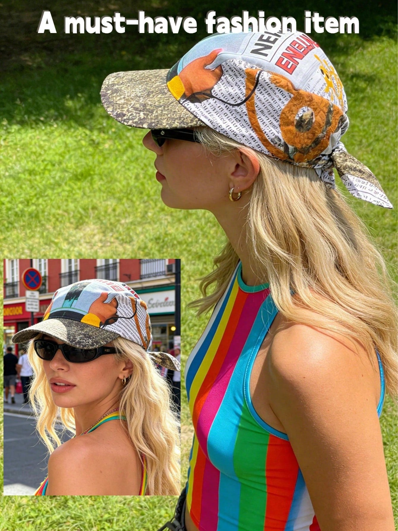 Joivida Vintage Curved Brim Bandana Turban Cap