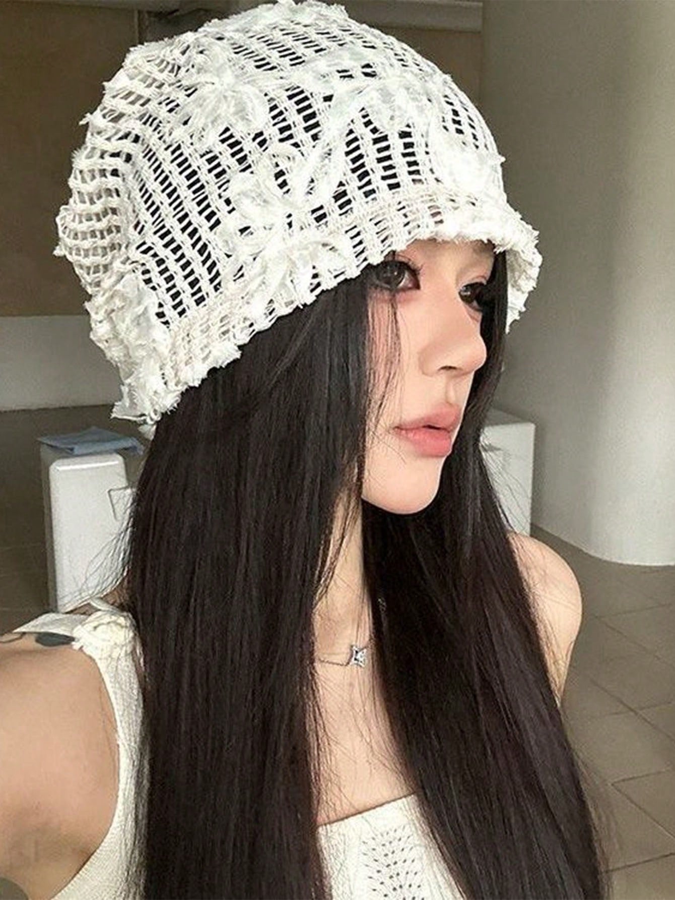 Women 3D Flower Embroidered Openwork Breathable Hat