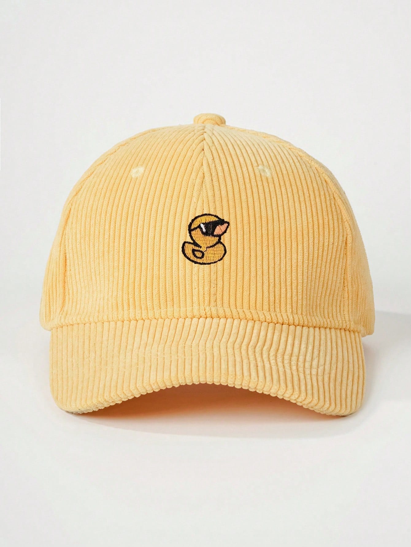 Unisex Embroidered Duckling Corduroy Baseball Cap