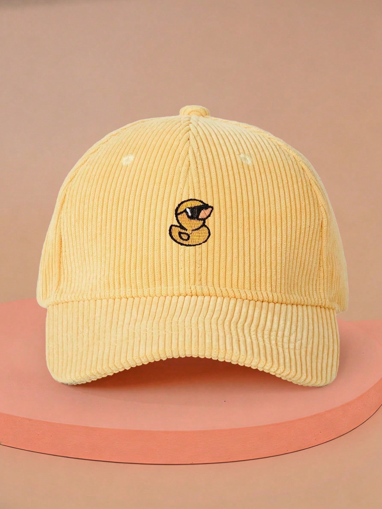 Unisex Embroidered Duckling Corduroy Baseball Cap