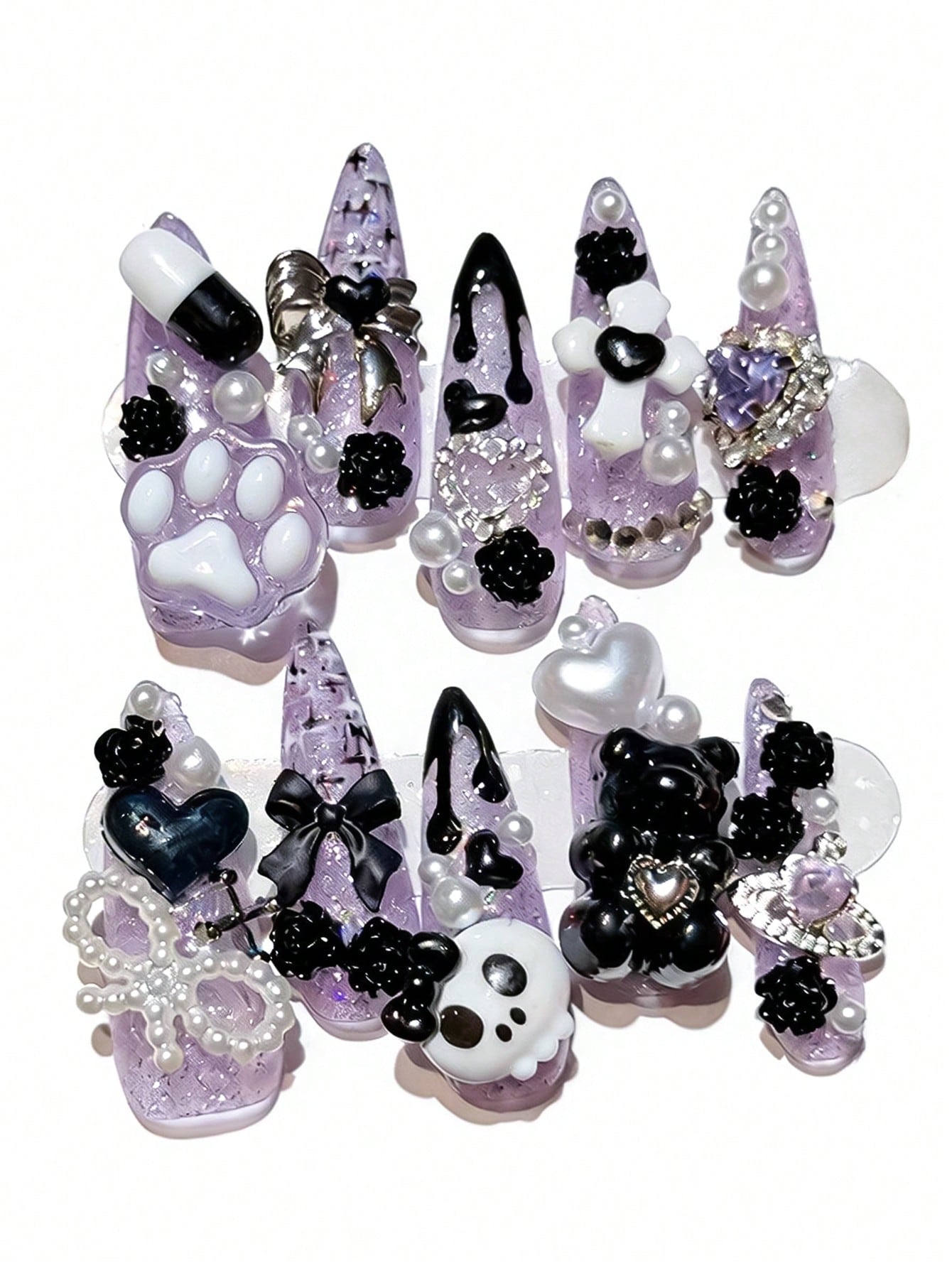 Anime 10pcs Y2K Heart & Star Press-On Nails
