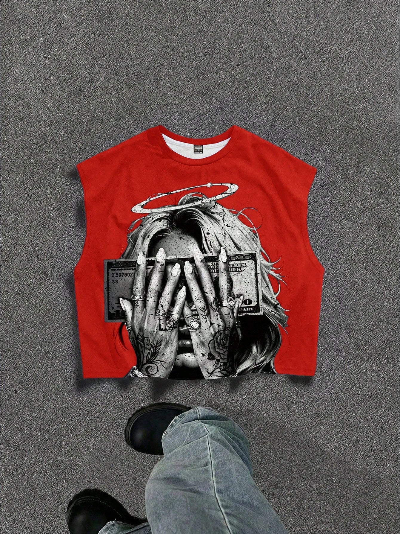 Round Neck Graphic Print Top