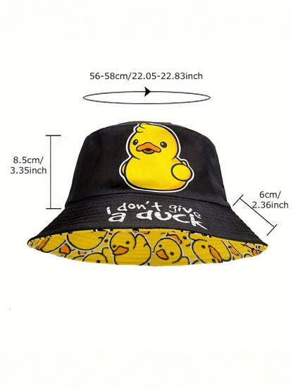 Reversible Cartoon Duck Print Bucket Hat