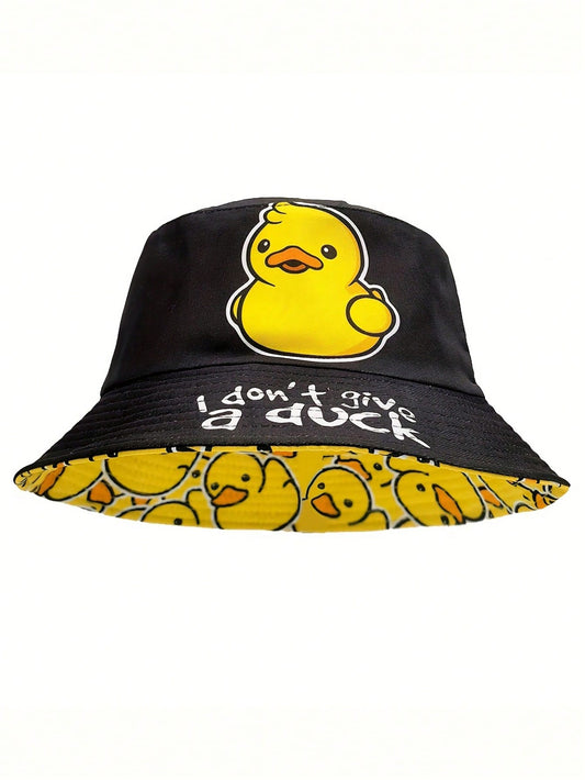 Reversible Cartoon Duck Print Bucket Hat
