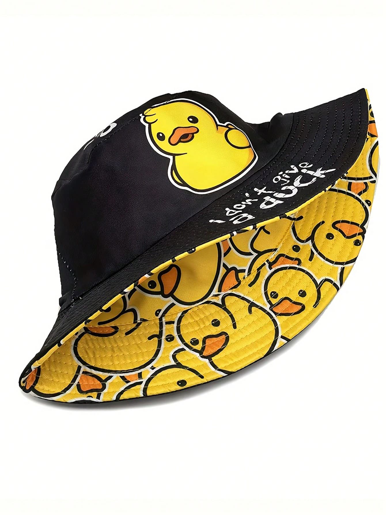 Reversible Cartoon Duck Print Bucket Hat