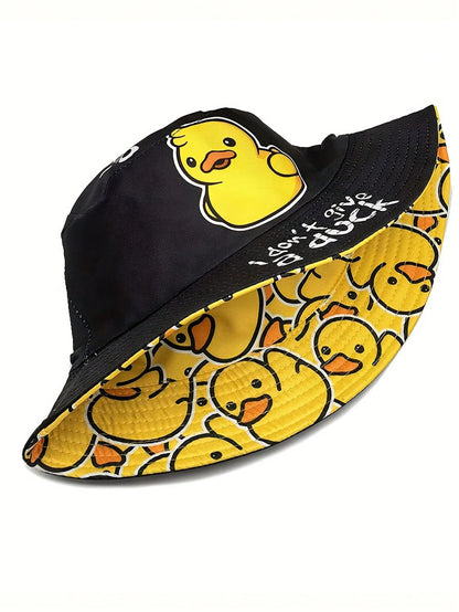 Reversible Cartoon Duck Print Bucket Hat