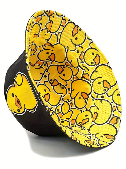 Reversible Cartoon Duck Print Bucket Hat