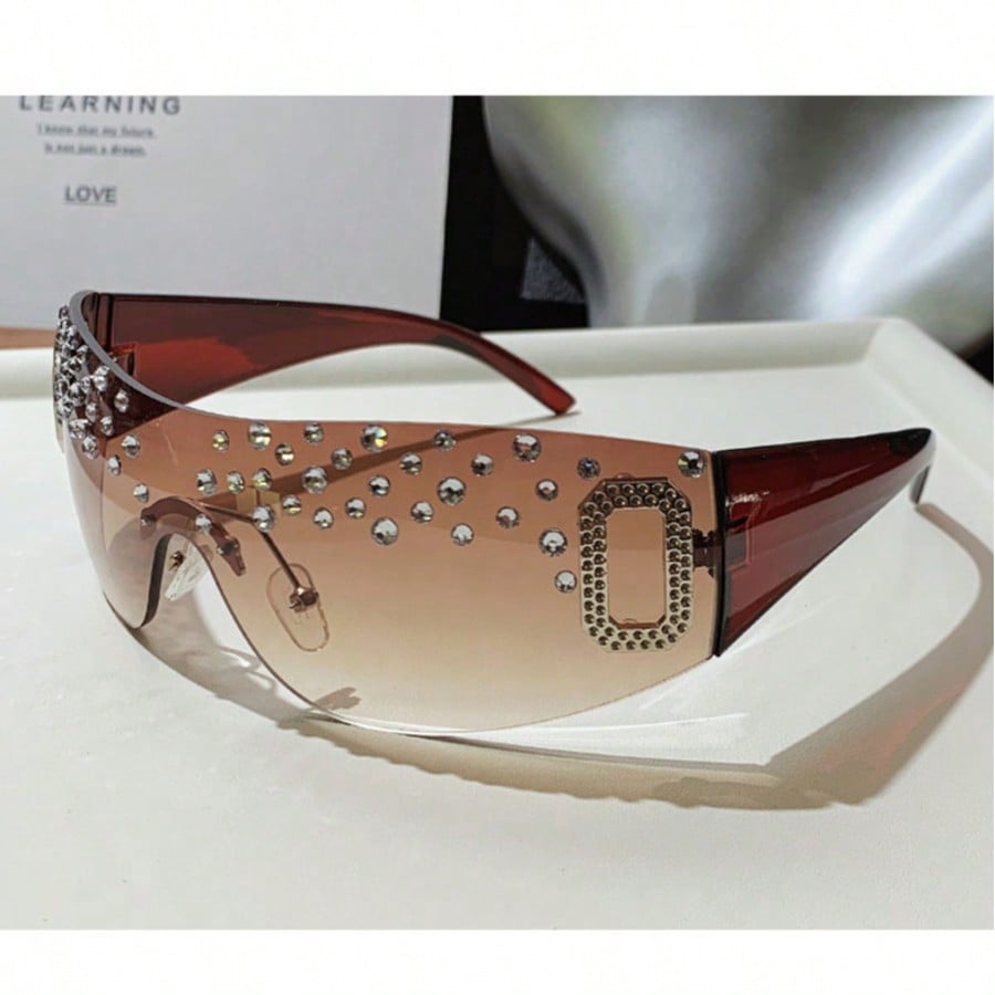 Rhinestone Retro Oval Fashion Glasses for Women