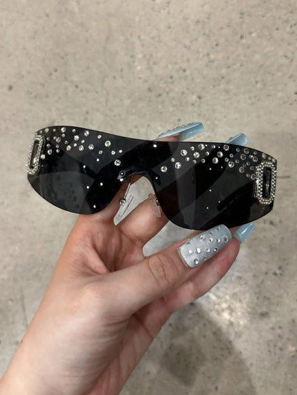 Rhinestone Retro Oval Fashion Glasses for Women