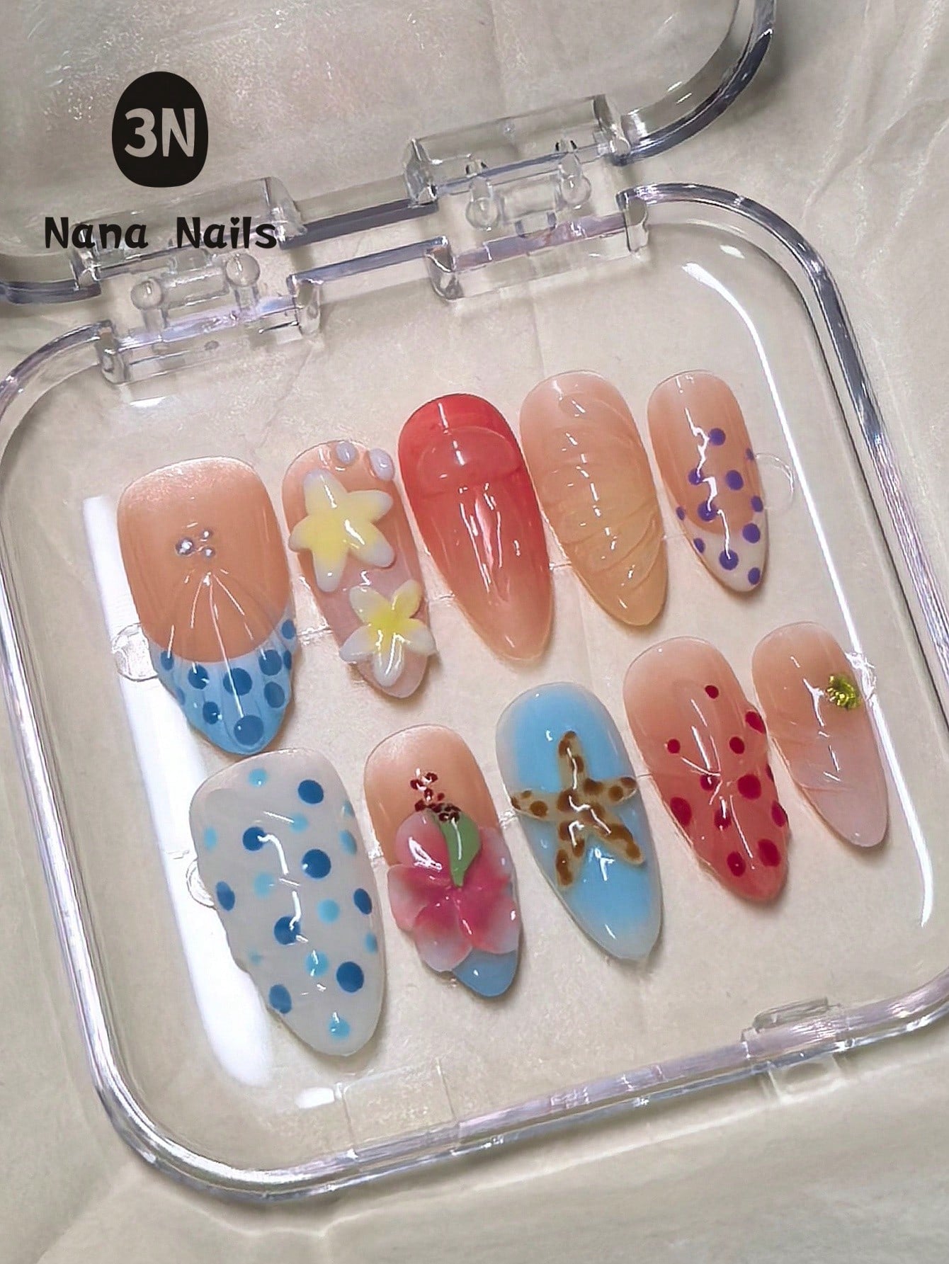 Hawaii Ocean 3D Handmade Nail Art Set