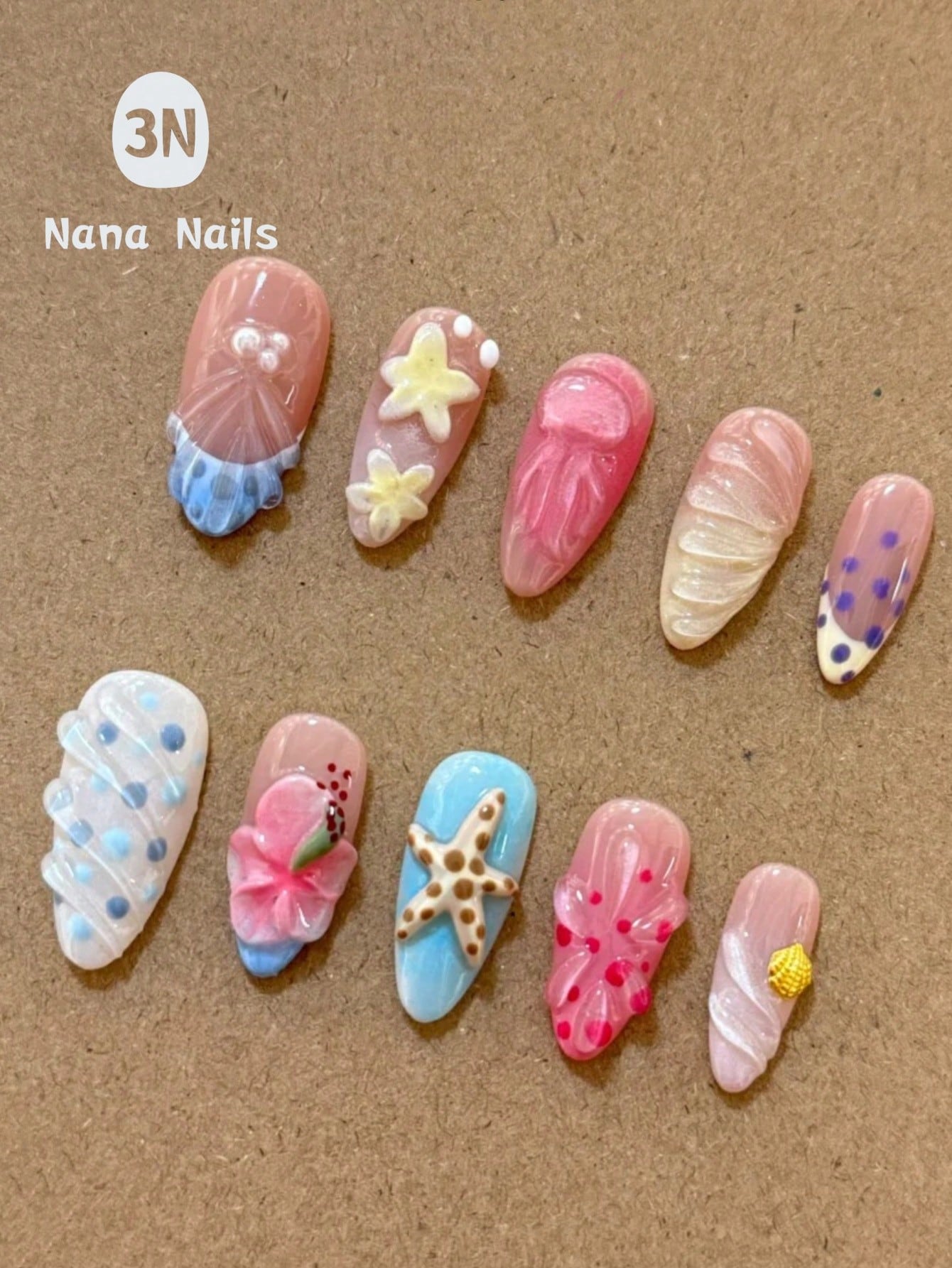 Hawaii Ocean 3D Handmade Nail Art Set