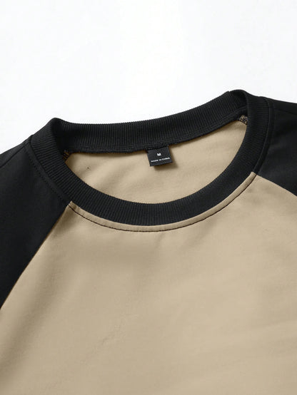 Men Color Block Raglan Racing Long Sleeve Tee