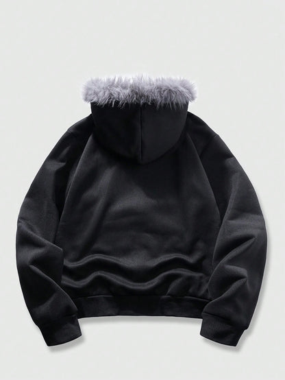 Men's Gothic Fluffy Angel Y2K Zip Hoodie