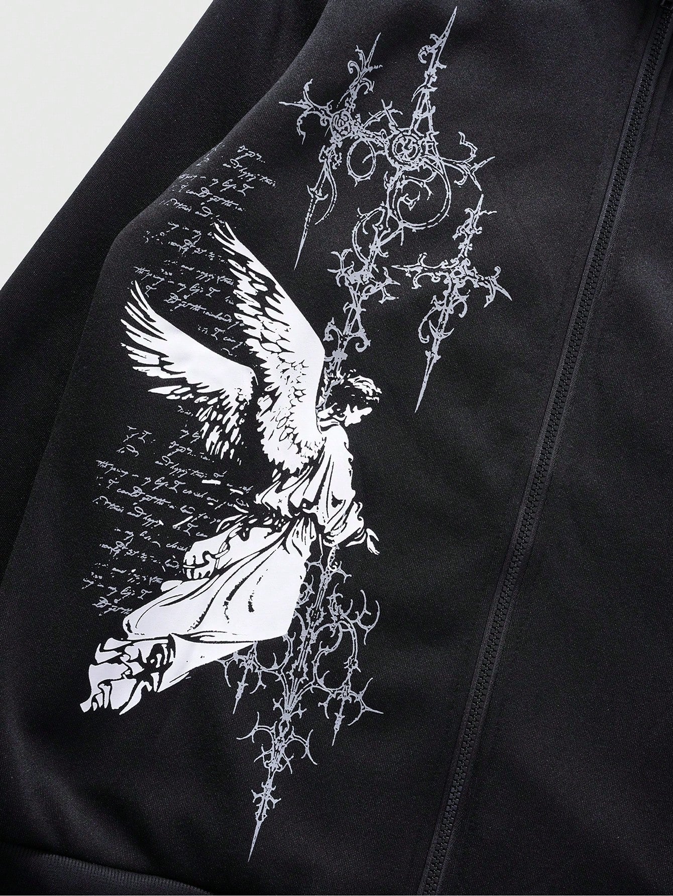 Men's Gothic Fluffy Angel Y2K Zip Hoodie