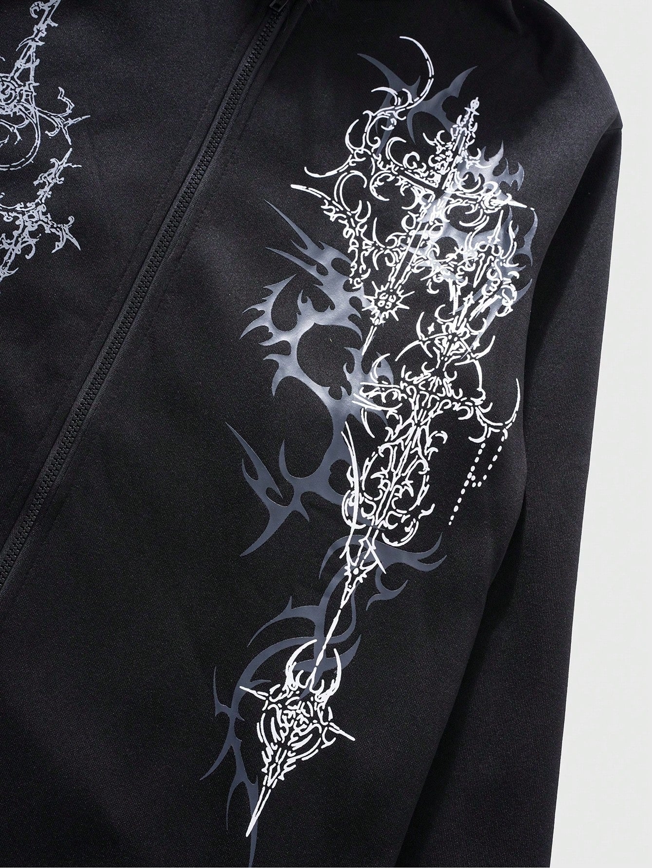 Men's Gothic Fluffy Angel Y2K Zip Hoodie
