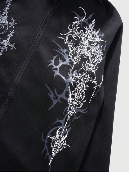 Men's Gothic Fluffy Angel Y2K Zip Hoodie