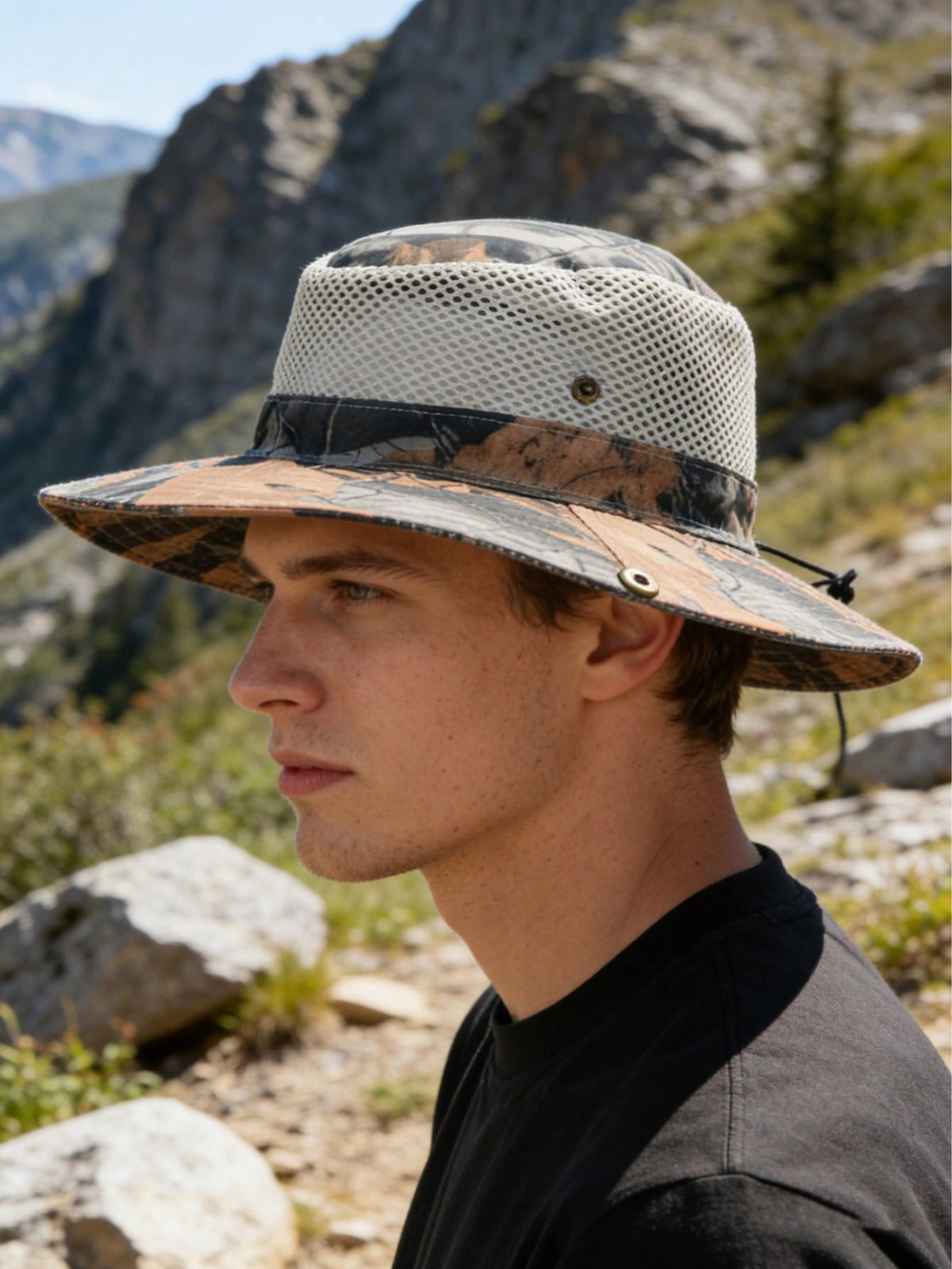 Camouflage Wide Brim Sun Bucket Hat