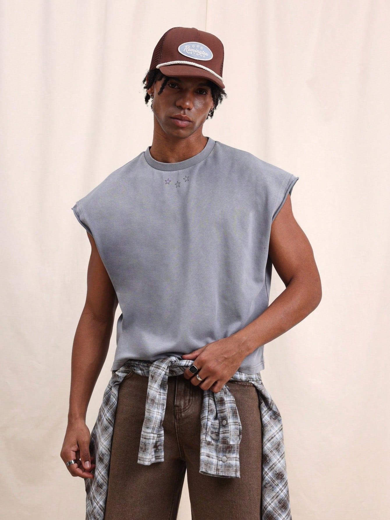 Men's Boxy Eagle Back Print Sleeveless Tank Top