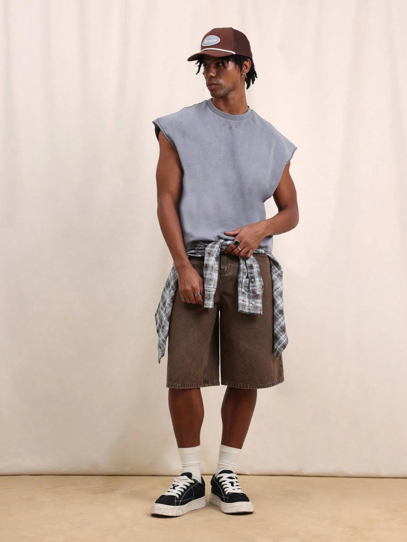 Men's Boxy Eagle Back Print Sleeveless Tank Top