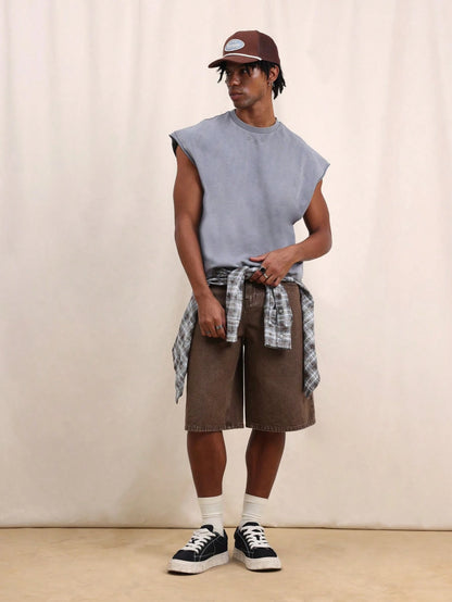 Men's Boxy Eagle Back Print Sleeveless Tank Top