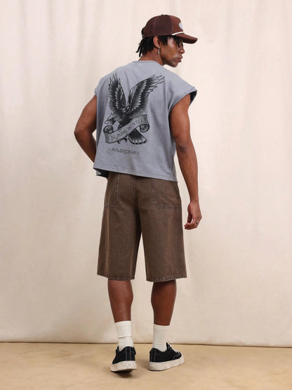 Men's Boxy Eagle Back Print Sleeveless Tank Top