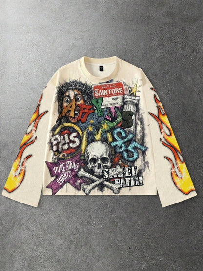 Men Skeleton Graphic Vintage Tee
