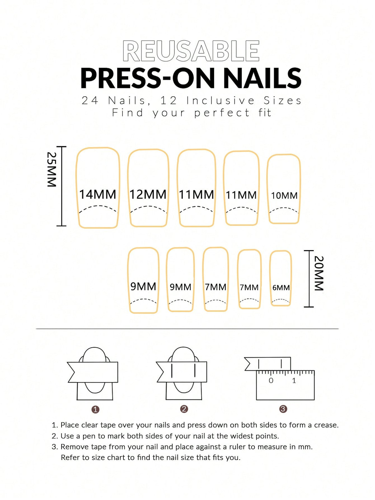 24pcs Y2K Square Press-On Nails with Mixed Patterns