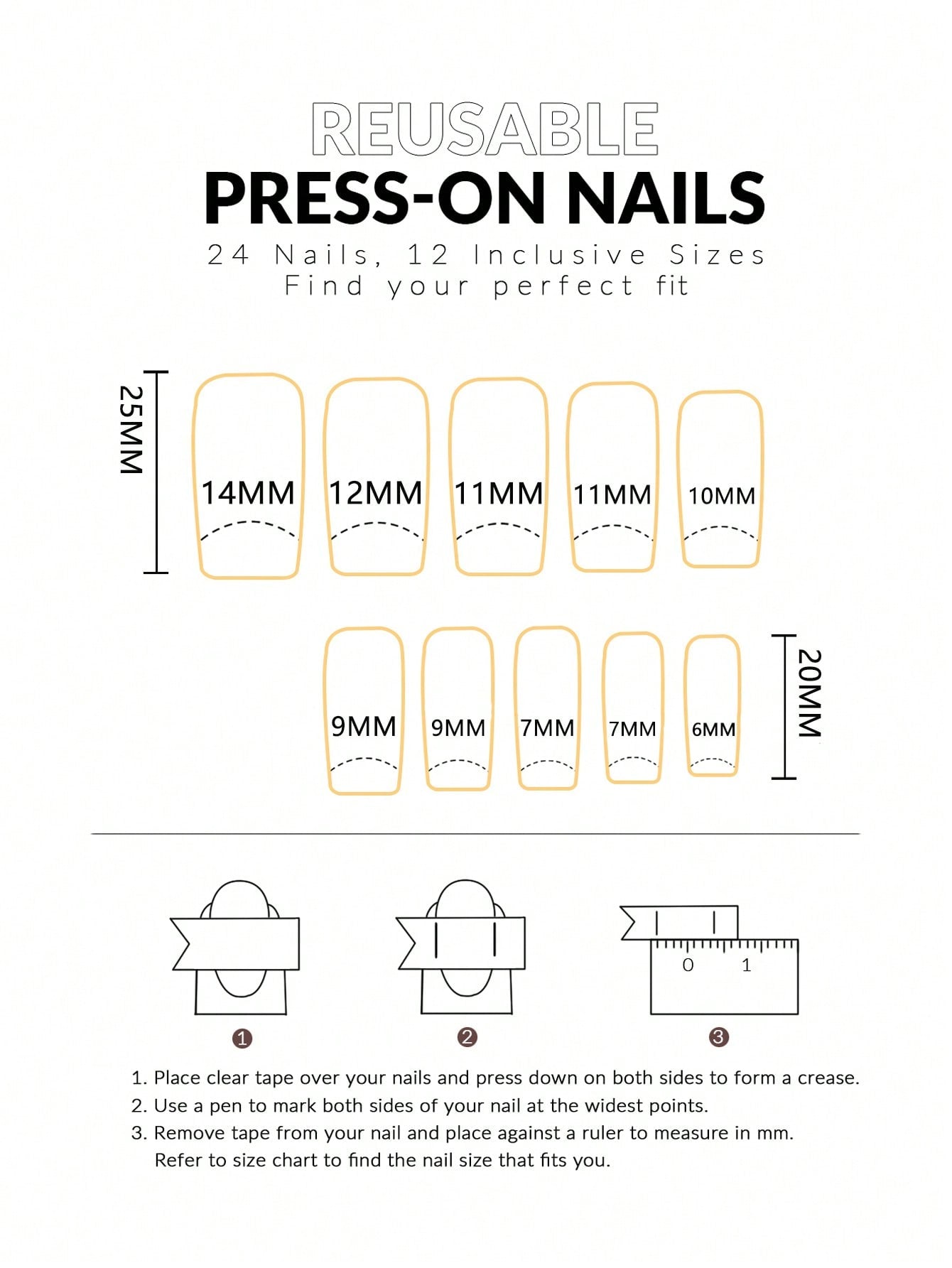 24pcs Y2K Square Press-On Nails with 3D Bead Decor