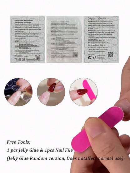 24pcs Y2K Square Press-On Nails with 3D Bead Decor