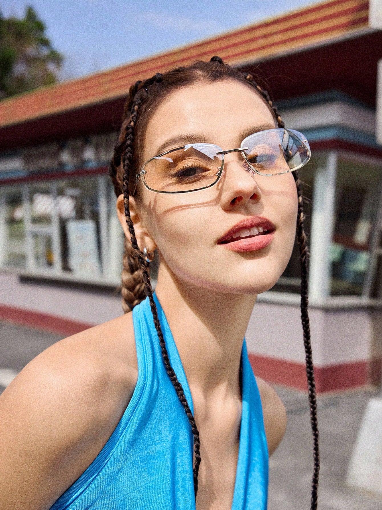 Retro Oversized Square Metal Unisex Fashion Glasses