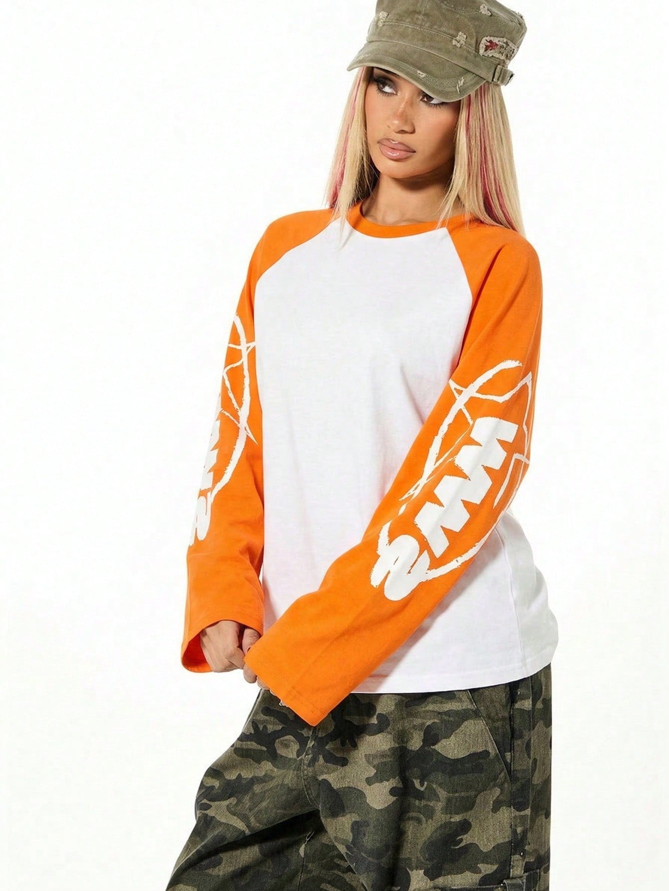 Raglan Baseball Graphic Long Sleeve Tee