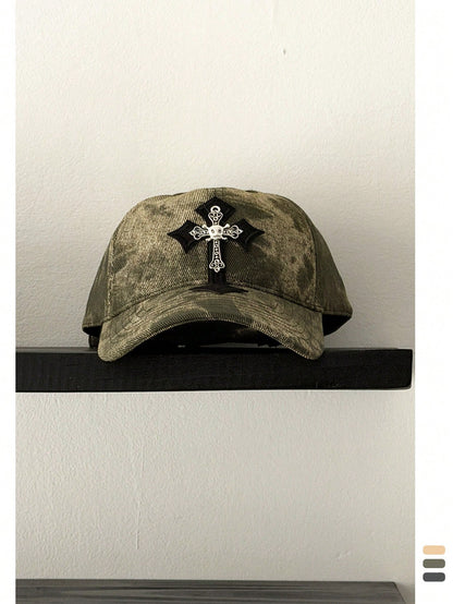 Vintage Distressed Camo Embroidered Baseball Cap