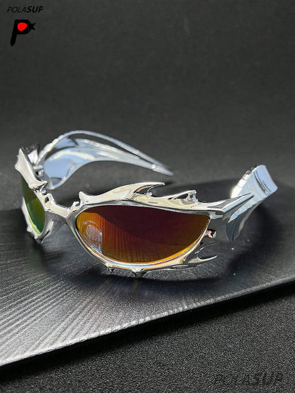 3D Dragon Totem Spiked Y2K Cyberpunk Cycling Glasses