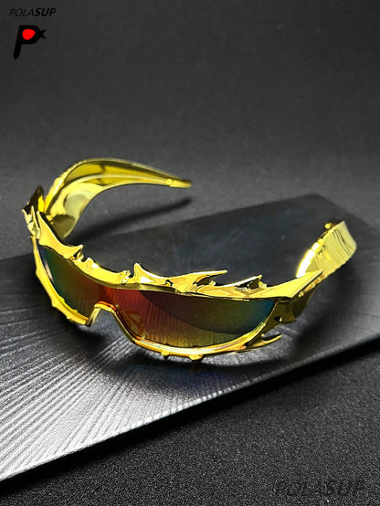3D Dragon Totem Spiked Y2K Cyberpunk Cycling Glasses