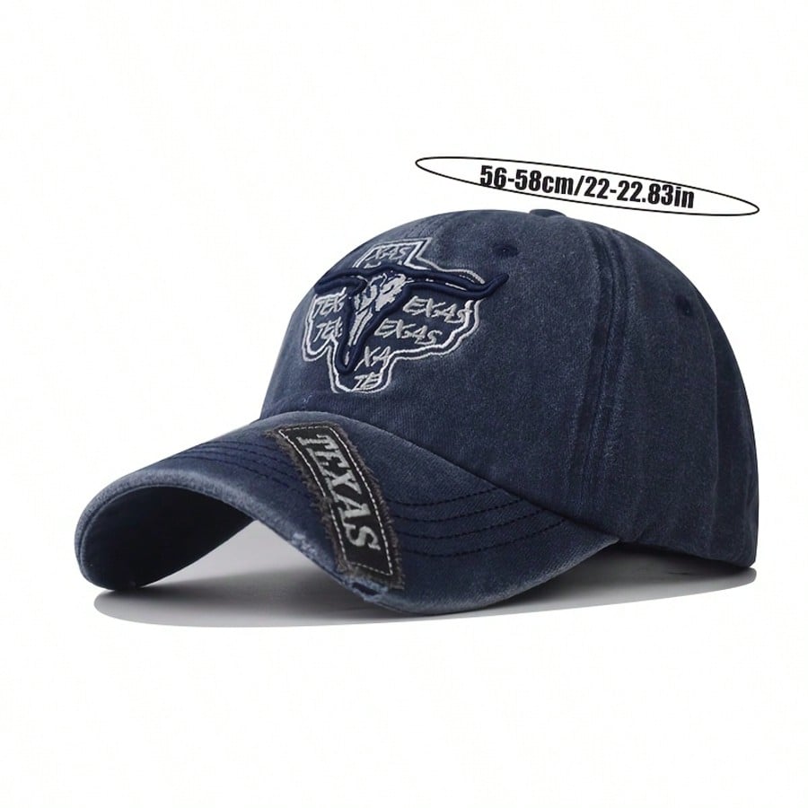 Vintage Distressed Longhorn Embroidered Baseball Cap