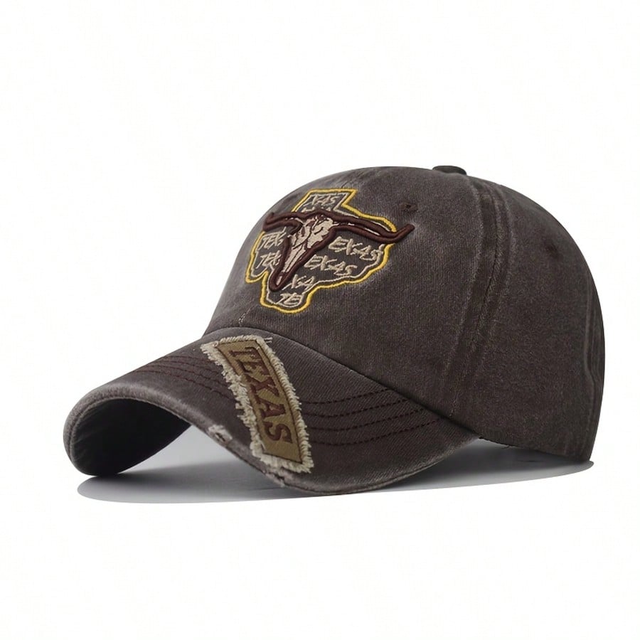Vintage Distressed Longhorn Embroidered Baseball Cap