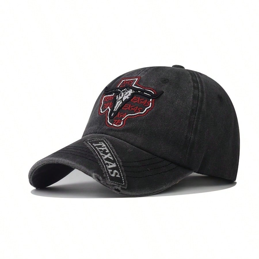 Vintage Distressed Longhorn Embroidered Baseball Cap