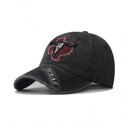 Vintage Distressed Longhorn Embroidered Baseball Cap
